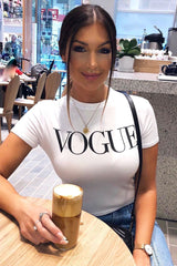 White Vogue Slogan Top - Birda