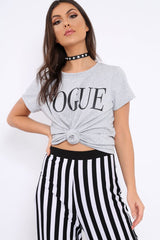 Grey Vogue Slogan Top - Birda