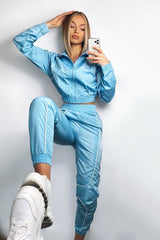 Light Blue Zip Front Hoodie Cuff Jogger Co-Ord - Kason