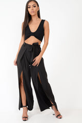 Black Plunge Tie Front Bralet - Brelee