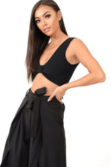 Black Plunge Tie Front Bralet - Brelee