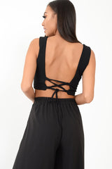 Black Plunge Tie Front Bralet - Brelee
