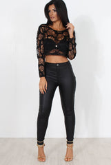 Kira Black Burn Out Crop Top