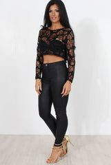 Kira Black Burn Out Crop Top