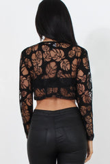 Kira Black Burn Out Crop Top