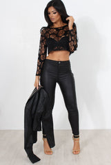 Kira Black Burn Out Crop Top