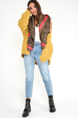 Brown Leopard Red Trim Large Scarf - Sharina