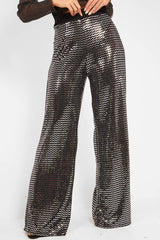 Black Glitter Wide Leg Trousers - Kimberlie