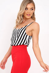 Black And White Cami Strap Top - Aalyah