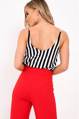 Black And White Cami Strap Top - Aalyah