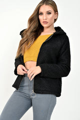 Black Borg Hooded Zipper Front Coat - Bryley