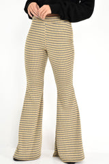 Mustard Check High Waisted Flared Trousers - Kamryn
