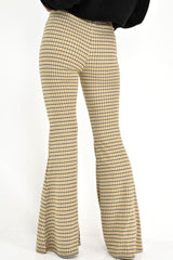 Mustard Check High Waisted Flared Trousers - Kamryn