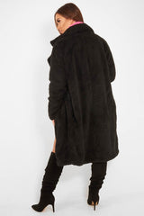 Black Faux Fur Teddy Coat - Reegan