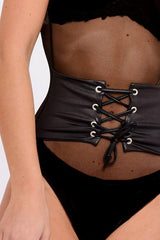 Black Corset Detail Thong Bodysuit - Jordyn