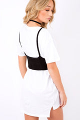 Black Corset Lace Up Eyelet Crop Top - Mylene