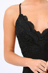 Black Crochet Cross Back Playsuit - Quinn