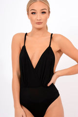 Black Cross Front Bodysuit - Tarren