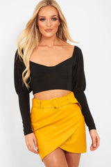 Black Slinky Off Shoulder Crop Top - Danni