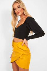 Black Slinky Off Shoulder Crop Top - Danni