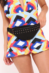 Black Double Stud Bum Bag - Kamala