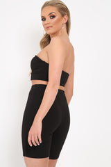 Black Cycling Shorts And Bandeau Co -ord - Edrie