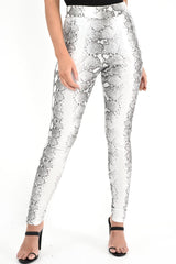 Silver Snake Shimmer High Waist Skinny Trousers - Briele