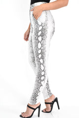 Silver Snake Shimmer High Waist Skinny Trousers - Briele