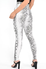 Silver Snake Shimmer High Waist Skinny Trousers - Briele