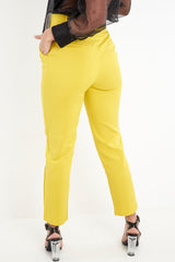 Mustard Belted Straight Leg Tailored Trousers - Krystelle