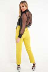 Mustard Belted Straight Leg Tailored Trousers - Krystelle