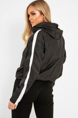 Black Zip Front Windbreaker Jacket - Terah