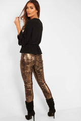 Black Tie Waist Long Sleeve Top - Floria