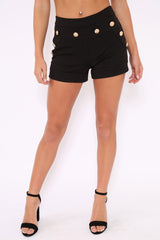 Black Gold Button Shorts - Enga