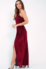Red Velvet Stripe Wrap Maxi Dress - Tamyah