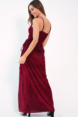 Red Velvet Stripe Wrap Maxi Dress - Tamyah