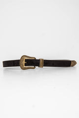 Black Velvet Skinny Western Belt - Hildy