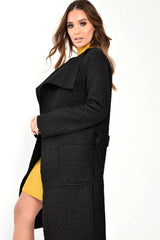 Black Borg Belted Waterfall Jacket - Jadayah