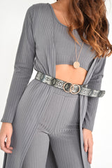 Black Snake Print Circle Buckle Belt  - Jaley