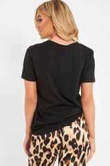 Black Gold Glitter Guilty Slogan T-Shirt - Javonna