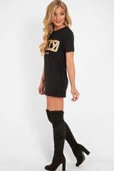 Black Gold Glitter Guilty Slogan T-Shirt - Javonna