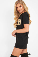 Black Gold Glitter Guilty Slogan T-Shirt - Javonna