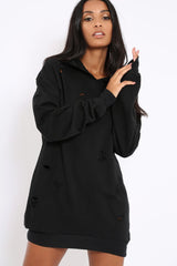 Black Distressed Oversized Hoodie - Khloe