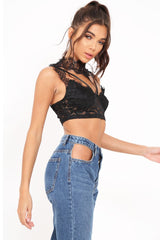 Black Lace Choker Bralet - Mozell