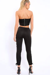 Black Lace Up Trouser Crop Top Co-ord - Mel