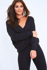Black Knot Front Knit Loungewear Set - Lorelei