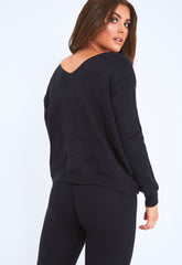 Black Knot Front Knit Loungewear Set - Lorelei