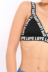 Black 'Love' Slogan Trim Bralet - Cassidy
