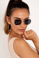 Black Tinted Metal Frame Sunglasses - Maevis