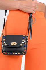 Black Multi Embellished Cross Body Bag - Eeva